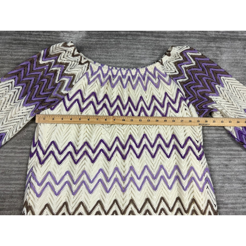 Fresh‎ of LA Dress Womens 3X Purple Chevron Crochet Knit 3/4 Sleeve Shift KD4647 - Picture 4 of 14